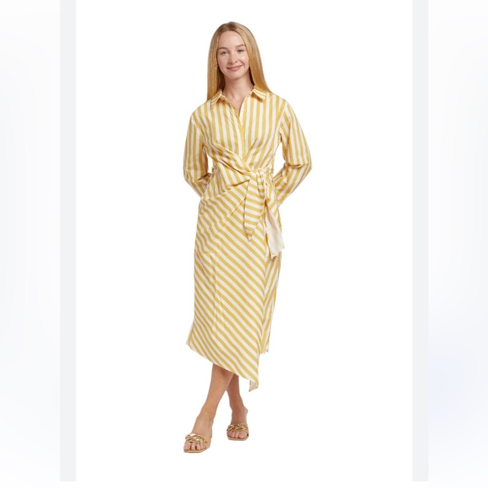 NWT Taylor Tillman Samantha Yellow Striped Midi Dress